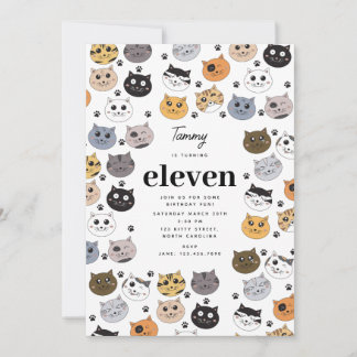 Farbige Niedliche Funny Cats & Paw Geburtstag Einladung