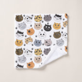 Farbige Niedliche Funny Cats & Paw Muster Badhandtuch Set (Waschlappen)