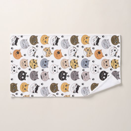 Farbige Niedliche Funny Cats & Paw Muster Badhandtuch Set (Handtuch)