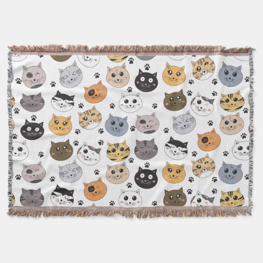 Farbige Niedliche Funny Cats & Paw Muster Decke (Vorderseite)