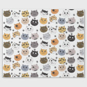 Farbige Niedliche Funny Cats & Paw Muster Geschenkpapier (Flach)