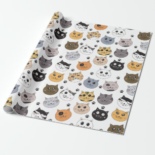 Farbige Niedliche Funny Cats & Paw Muster Geschenkpapier