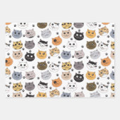 Farbige Niedliche Funny Cats & Paw Muster Geschenkpapier Set (Vorderseite 3)