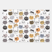 Farbige Niedliche Funny Cats & Paw Muster Geschenkpapier Set (Vorderseite 2)