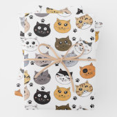 Farbige Niedliche Funny Cats & Paw Muster Geschenkpapier Set (Beispiel)
