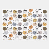 Farbige Niedliche Funny Cats & Paw Muster Geschenkpapier Set (Vorderseite)