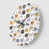 Farbige Niedliche Funny Cats & Paw Muster Große Wanduhr (Winkel)