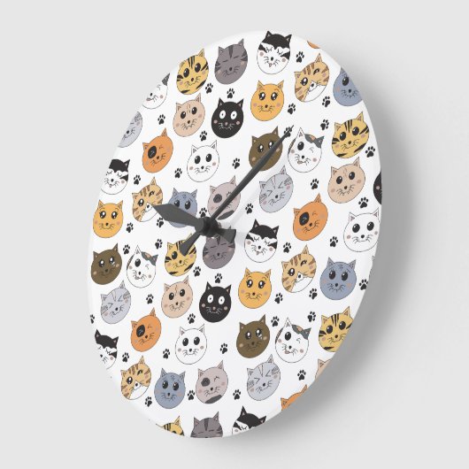 Farbige Niedliche Funny Cats & Paw Muster Große Wanduhr (Winkel)