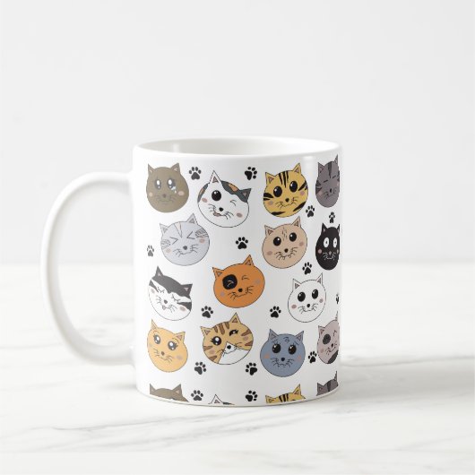 Farbige Niedliche Funny Cats & Paw Muster Kaffeetasse (Links)