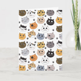 Farbige Niedliche Funny Cats & Paw Muster Karte