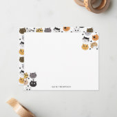 Farbige Niedliche Funny Cats & Paw Muster Mitteilungskarte (Vorderseite/Rückseite Beispiel)