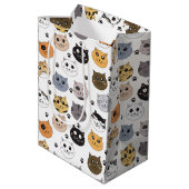 Farbige Niedliche Funny Cats & Paw Muster Mittlere Geschenktüte (Rückseite Schrägansicht)