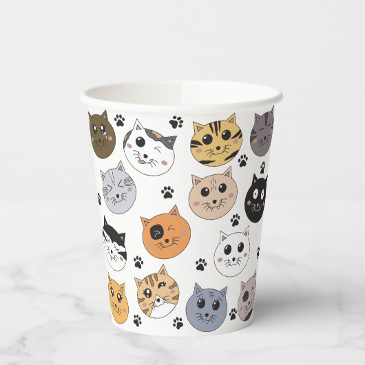 Farbige Niedliche Funny Cats & Paw Muster Pappbecher (Links)