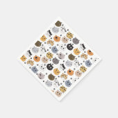 Farbige Niedliche Funny Cats & Paw Muster Serviette (Ecke)