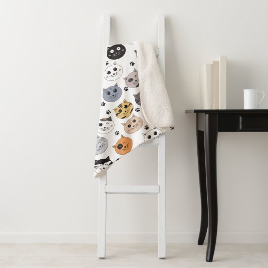 Farbige Niedliche Funny Cats & Paw Muster Sherpadecke (Beispiel)