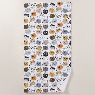 Farbige Niedliche Funny Cats & Paw Muster Strandtuch