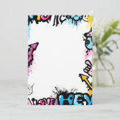 Farbige niedliche Graffiti-Rahmen, Poster oder Pos Dankeskarte (Stehend Vorderseite)