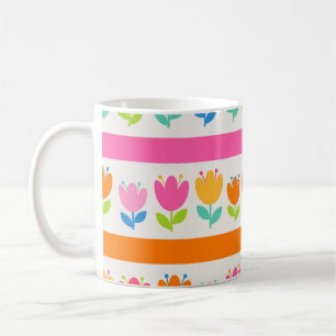 Farbige, niedliche, handgezogene Tulpen nahtloses Kaffeetasse