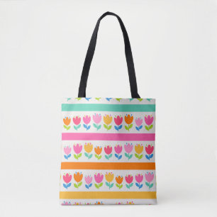 Farbige, niedliche, handgezogene Tulpen nahtloses Tasche