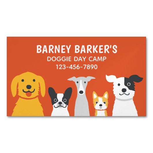 Farbige Niedliche Hunde | Tierdienste Magnetische Visitenkarte (Vorderseite)