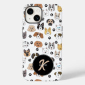 Farbige Niedliche Hunde und Dog Paw Monogramm Case-Mate iPhone Hülle (Rückseite)
