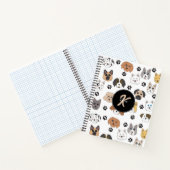 Farbige Niedliche Hunde und Dog Paw Monogramm Notizblock (Innenseite)