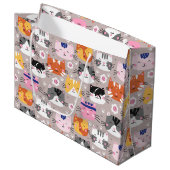 Farbige Niedliche Katzen Große Geschenktüte (Vorderseite Schrägansicht)