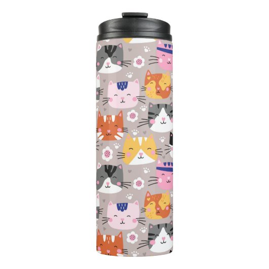 Farbige Niedliche Katzen Thermosbecher (Vorderseite)