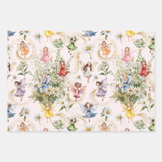 Farbige Niedliche Pixeln Fairies Glitzer Staub Geschenkpapier Set (Vorderseite)