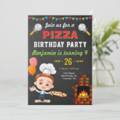 Farbige Niedliche Pizza Kindergeburtstag Party Ein Einladung (Stehend Vorderseite)