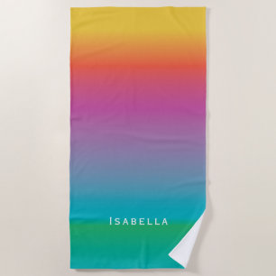 Farbige Niedliche Regenbogen Ombre Wasserfarbenmon Strandtuch