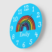 Farbige Niedliche Regenbogenbezeichnung Personalis Große Wanduhr (Winkel)