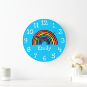 Farbige Niedliche Regenbogenbezeichnung Personalis Große Wanduhr (Zuhause)