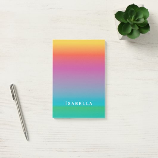Farbige Niedliche Regenbogenfarben Ombre Monogram Post-it Klebezettel (Büro)
