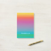 Farbige Niedliche Regenbogenfarben Ombre Monogram Post-it Klebezettel (Auf Schreibtisch)