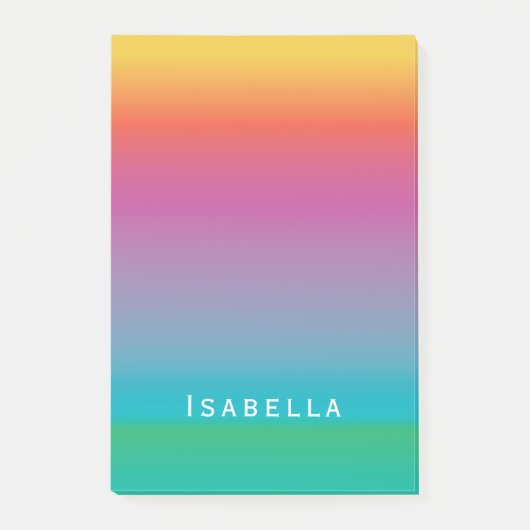 Farbige Niedliche Regenbogenfarben Ombre Monogram Post-it Klebezettel (Vorderseite)