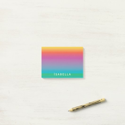 Farbige Niedliche Regenbogenfarben Ombre Monogram Post-it Klebezettel (Auf Schreibtisch)