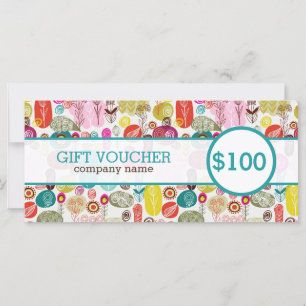 Farbige Niedliche Retro-Blume Geschenkgutschein
