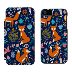 Farbige Niedliche Rotfüchse und Blume Incipio Watson™ iPhone 5 Geldbörsen Hülle