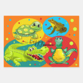 Farbige Niedliche Tiere Kind Geburtstag Geschenkpapier Set (Vorderseite 3)