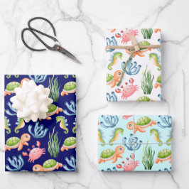 Farbige Niedliche Unterwasserleben Kinder Geschenkpapier Set