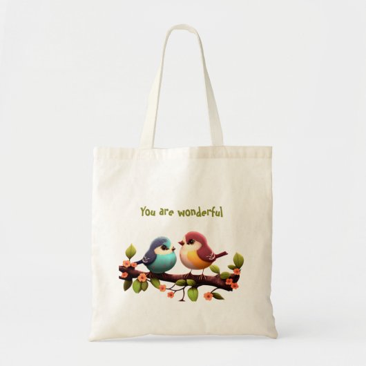 Farbige niedliche Vögel Cartoon Tote Beutel Tragetasche (Vorne)