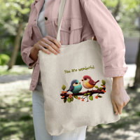 Farbige niedliche Vögel Cartoon Tote Beutel