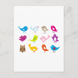 Farbige niedliche Vögel Postkarte