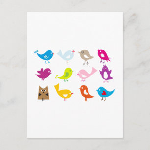 Farbige niedliche Vögel Postkarte