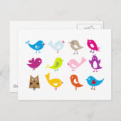 Farbige niedliche Vögel Postkarte (Vorne/Hinten)