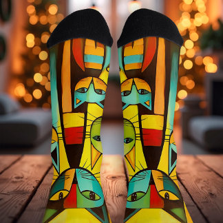 Farbige Niedliche Whimsikkunstkatze Socken