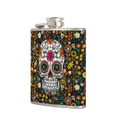 Farbige Niedliche Zucker-Skul- und Retro-Blume Flachmann (Links)