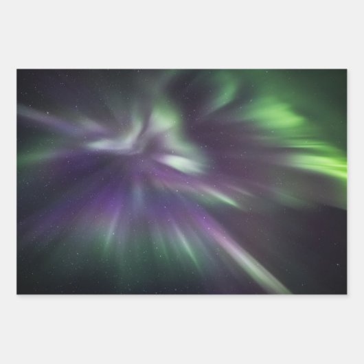 Farbige Nordlichter Geschenkpapier Set (Vorderseite)