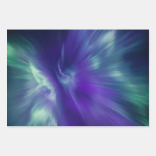 Farbige Nordlichter Geschenkpapier Set (Vorderseite)